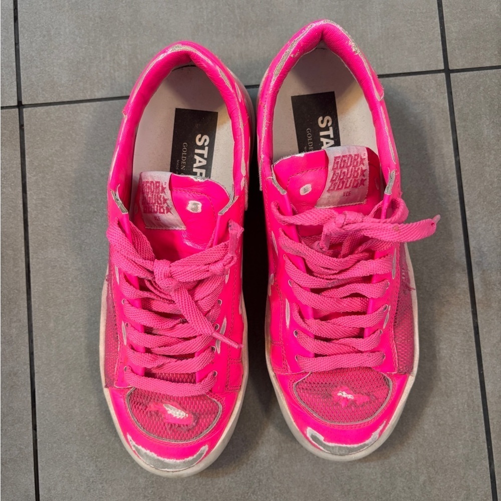 Rare Golden Goose authentic hot Pink starden size 7 Women's Sneakers worn once